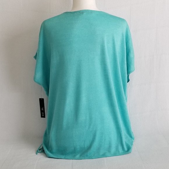 🌺HP🌺NIC+ZOE "Refreshing" Side Tie Aqua Top Size XL - Picture 2 of 7